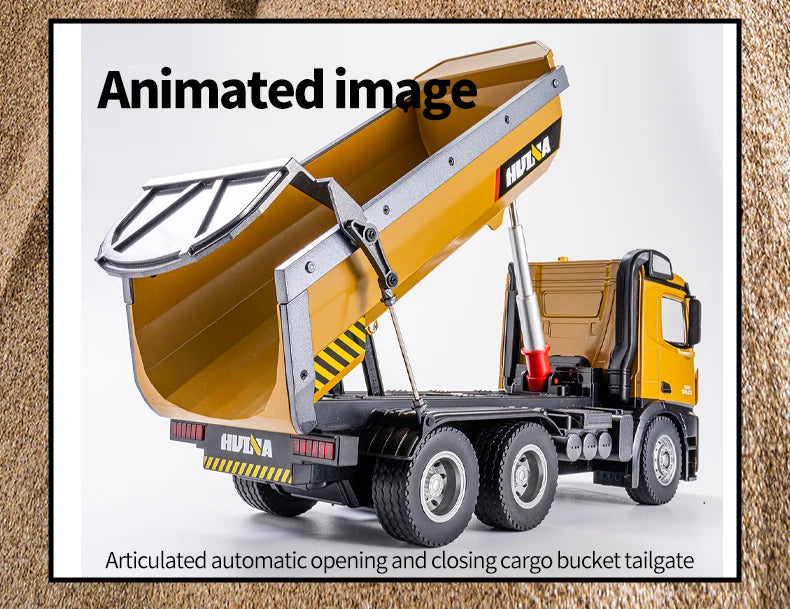 RC Truck Huina 1573 Metal dump truck with lights and sounds and Battery