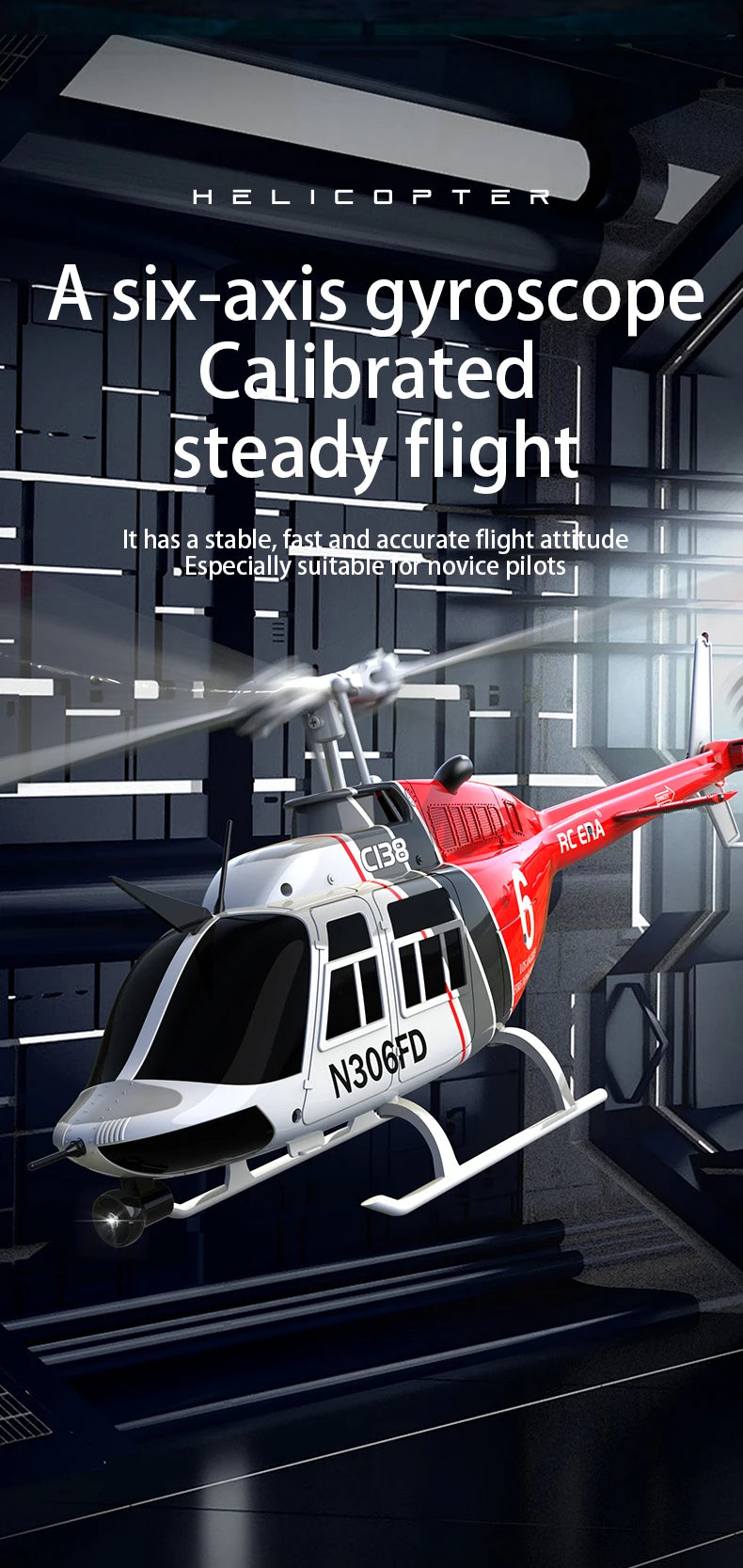RC ERA C138 RC Helicopter Bell-206 6CH 6-axis Gyro Remote Control RTF Aircraft