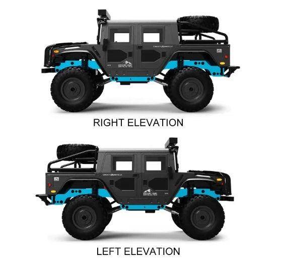 JJRC Q121 Hummer H1 1:12 4WD RC Crawler Truck Car 2.4GHz LED Lights IPX4 RTF