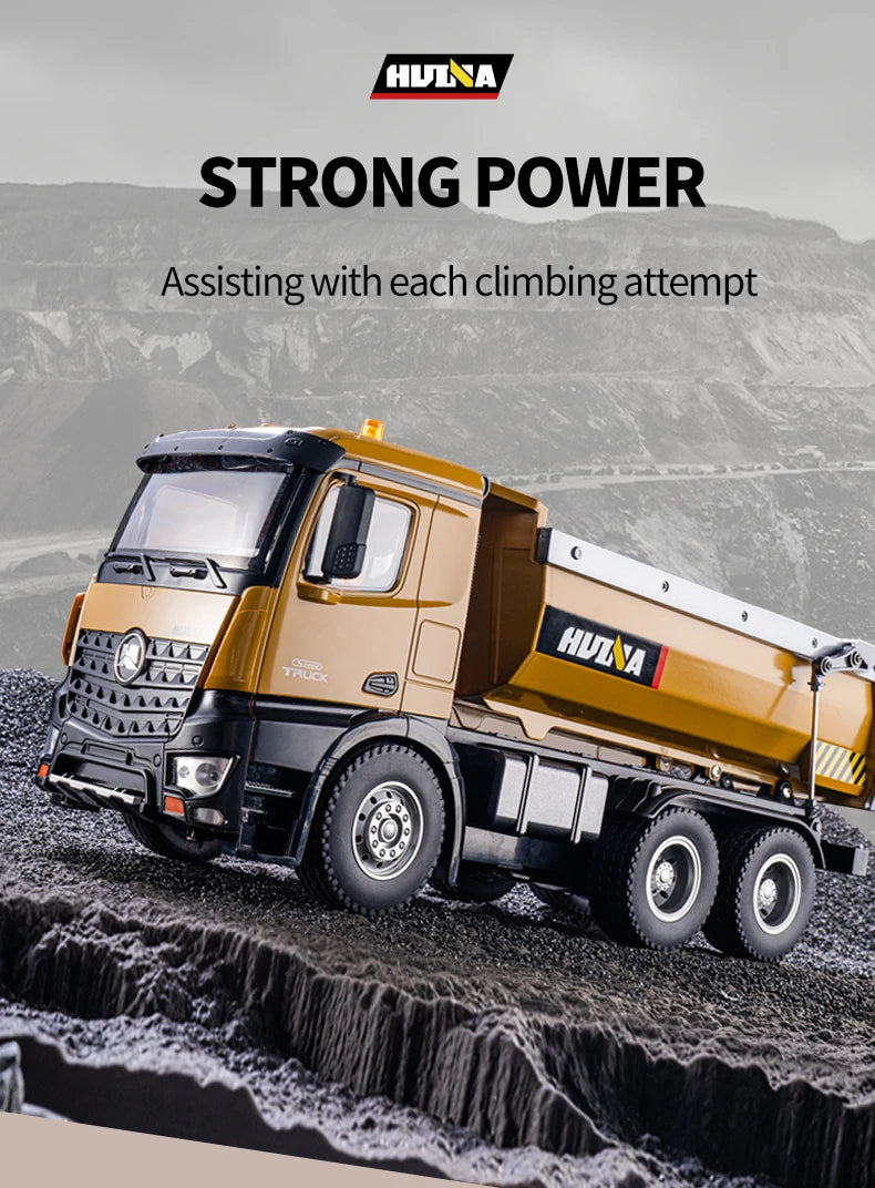 RC Truck Huina 1573 Metal dump truck with lights and sounds and Battery