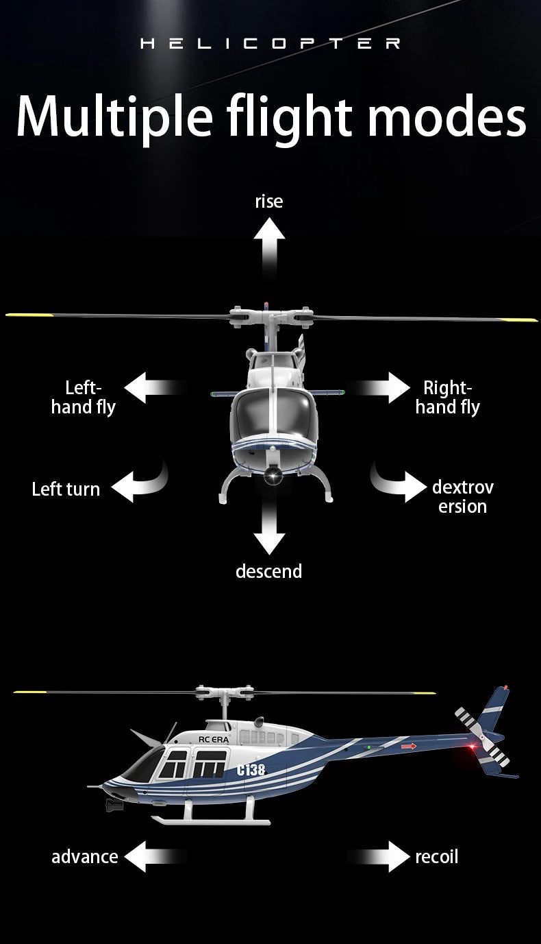RC ERA C138 RC Helicopter Bell-206 6CH 6-axis Gyro Remote Control RTF Aircraft