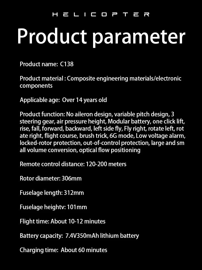 RC ERA C138 RC Helicopter Bell-206 6CH 6-axis Gyro Remote Control RTF Aircraft