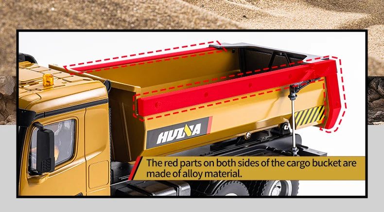 RC Truck Huina 1573 Metal dump truck with lights and sounds and Battery