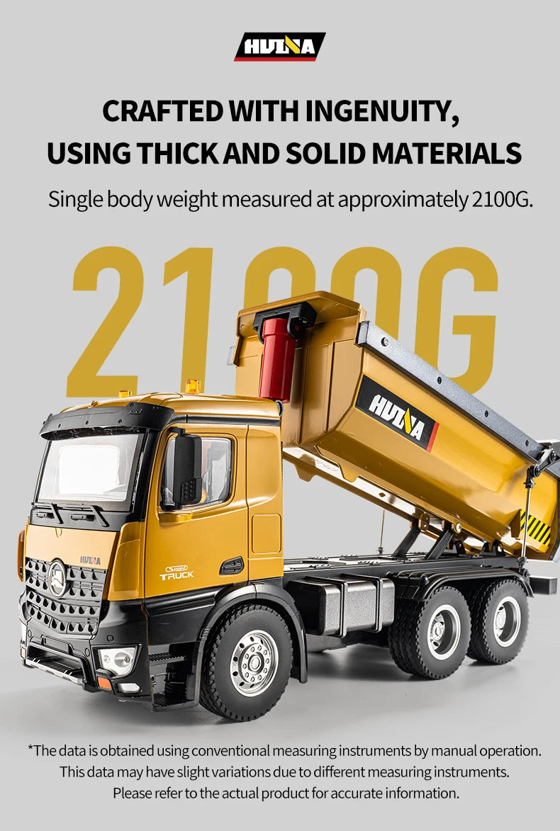 RC Truck Huina 1573 Metal dump truck with lights and sounds and Battery