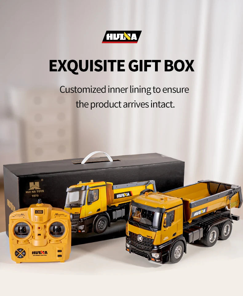 RC Truck Huina 1573 Metal dump truck with lights and sounds and Battery