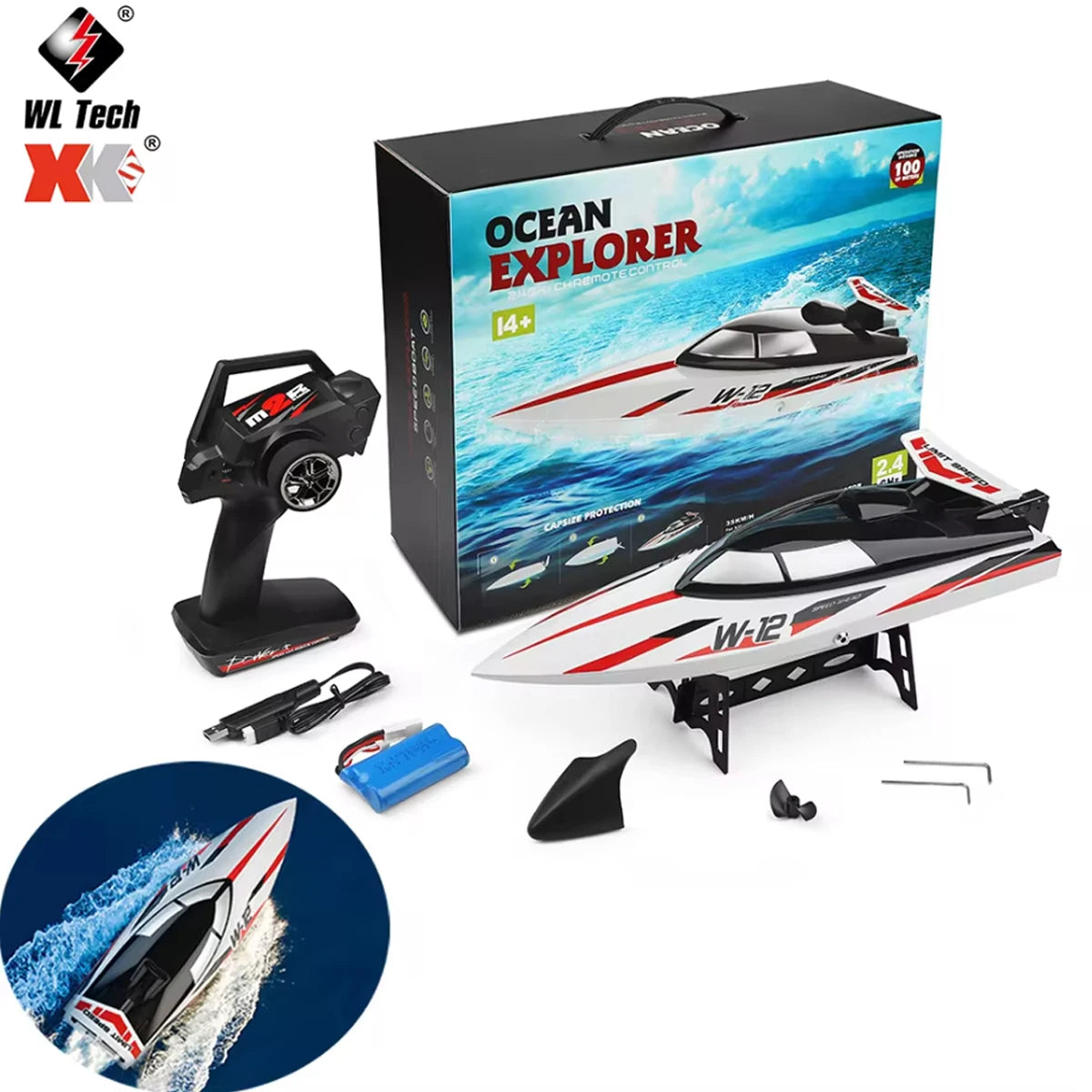 WLtoys WL912-A RC Boat 2.4Ghz 35KM/H Brushed High Speed Racing Boat 2200