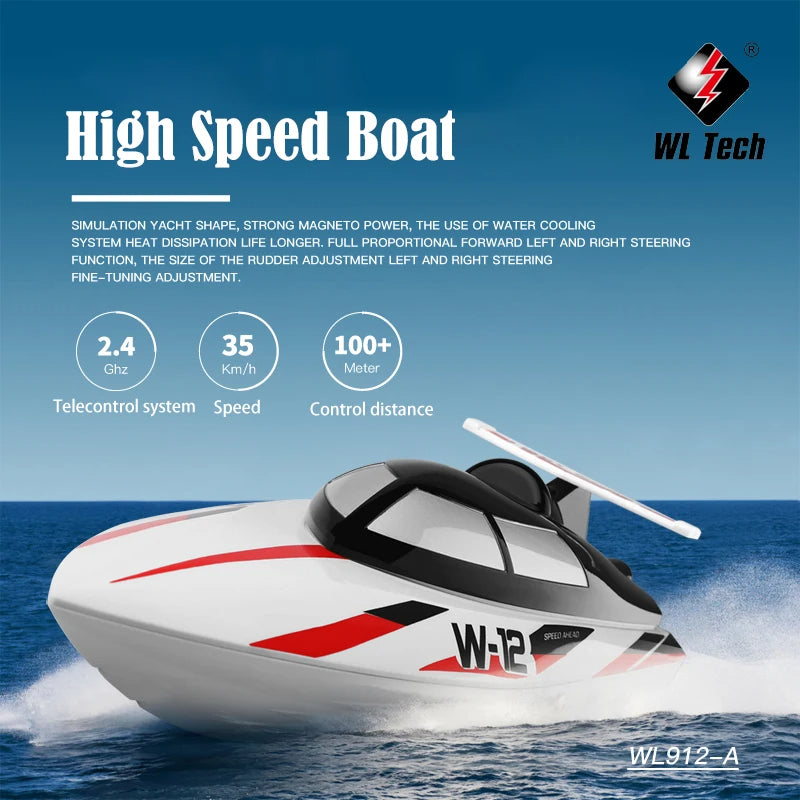 WLtoys WL912-A RC Boat 2.4Ghz 35KM/H Brushed High Speed Racing Boat 2200