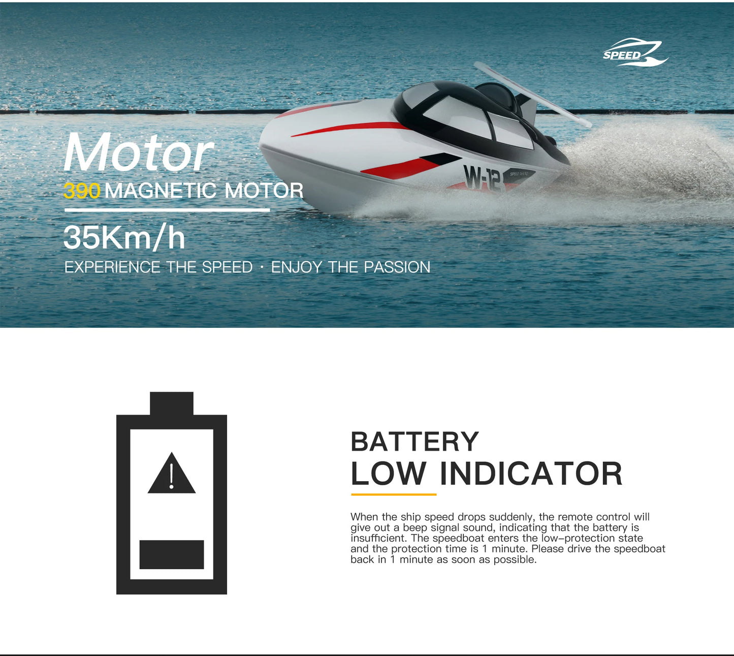 WLtoys WL912-A RC Boat 2.4Ghz 35KM/H Brushed High Speed Racing Boat 2200