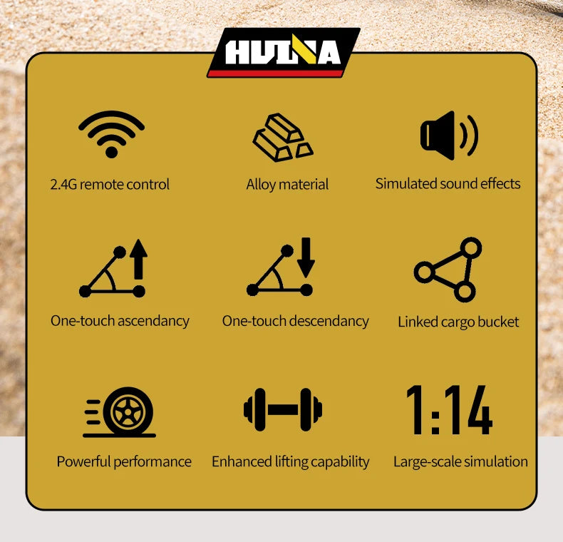 RC Truck Huina 1573 Metal dump truck with lights and sounds and Battery