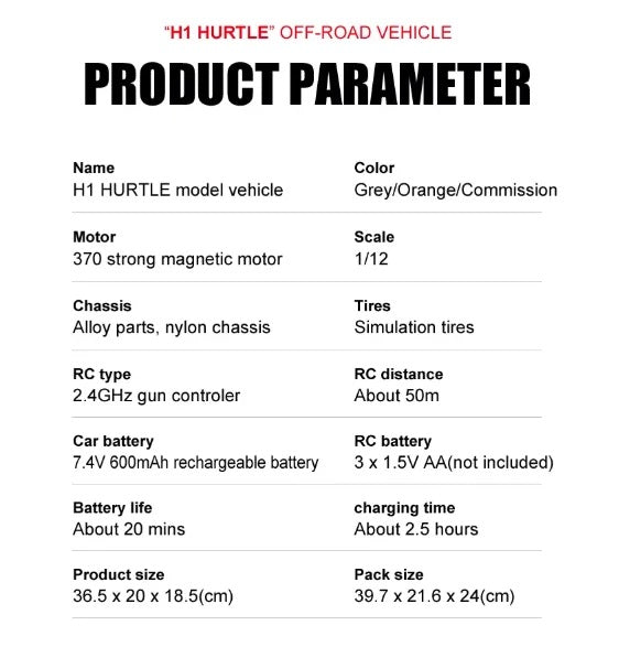 JJRC Q121 Hummer H1 1:12 4WD RC Crawler Truck Car 2.4GHz LED Lights IPX4 RTF