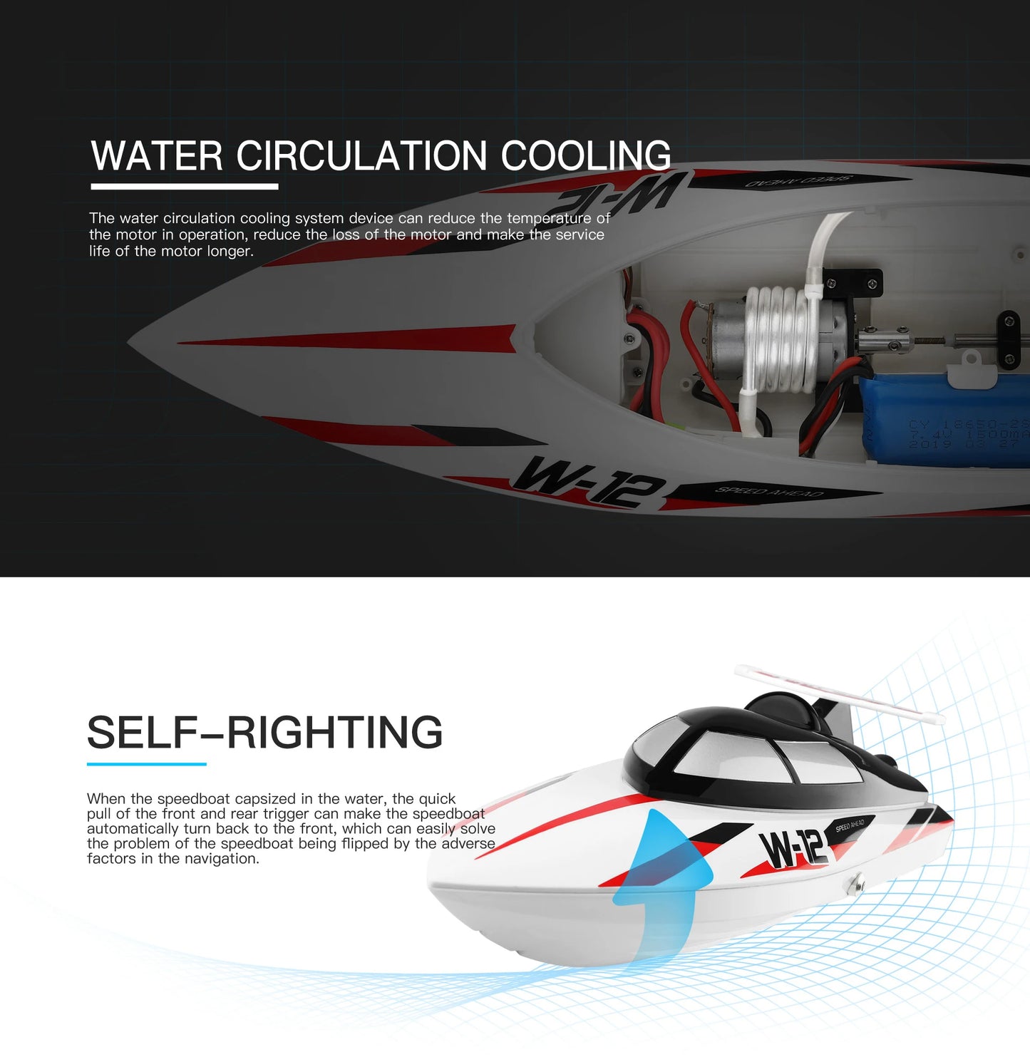 WLtoys WL912-A RC Boat 2.4Ghz 35KM/H Brushed High Speed Racing Boat 2200