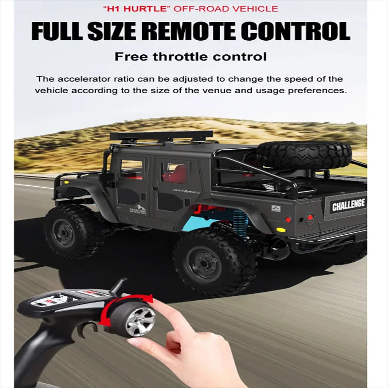 JJRC Q121 Hummer H1 1:12 4WD RC Crawler Truck Car 2.4GHz LED Lights IPX4 RTF