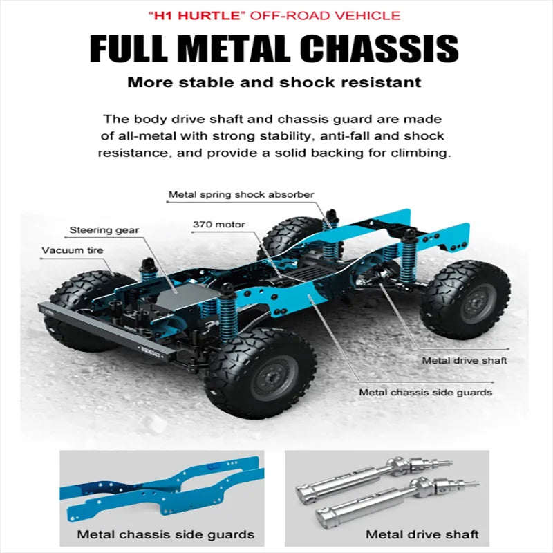 JJRC Q121 Hummer H1 1:12 4WD RC Crawler Truck Car 2.4GHz LED Lights IPX4 RTF