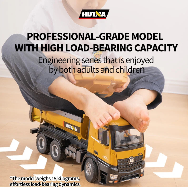 RC Truck Huina 1573 Metal dump truck with lights and sounds and Battery