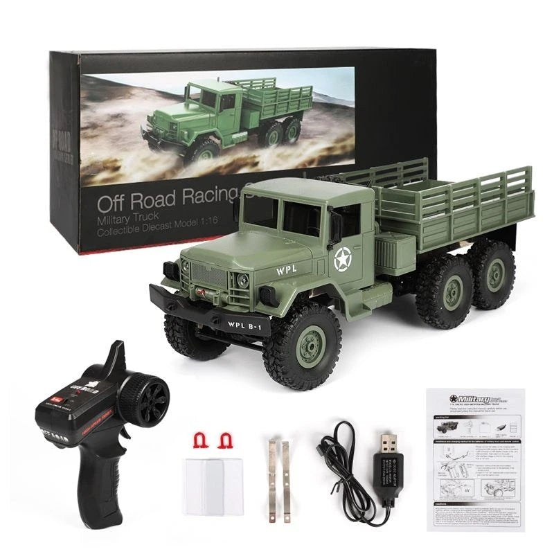 WPL B16 1/16 Scale RC Truck 6WD–7.4V Li-Ion, Proportional Steering & Throttle RT