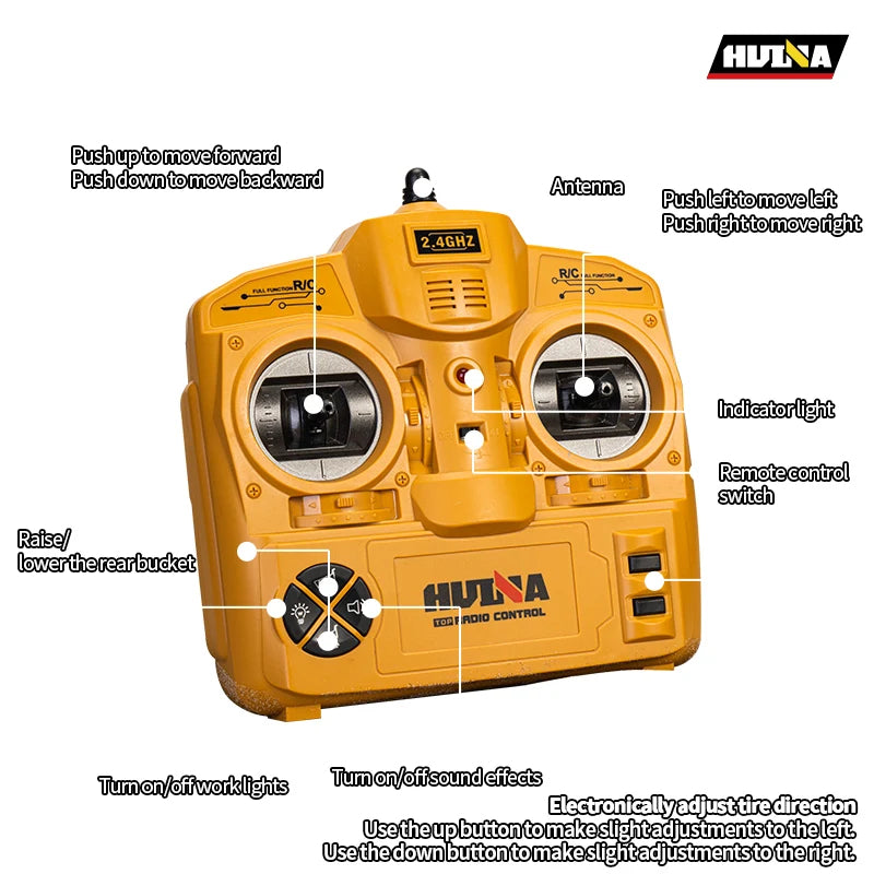 RC Truck Huina 1573 Metal dump truck with lights and sounds and Battery