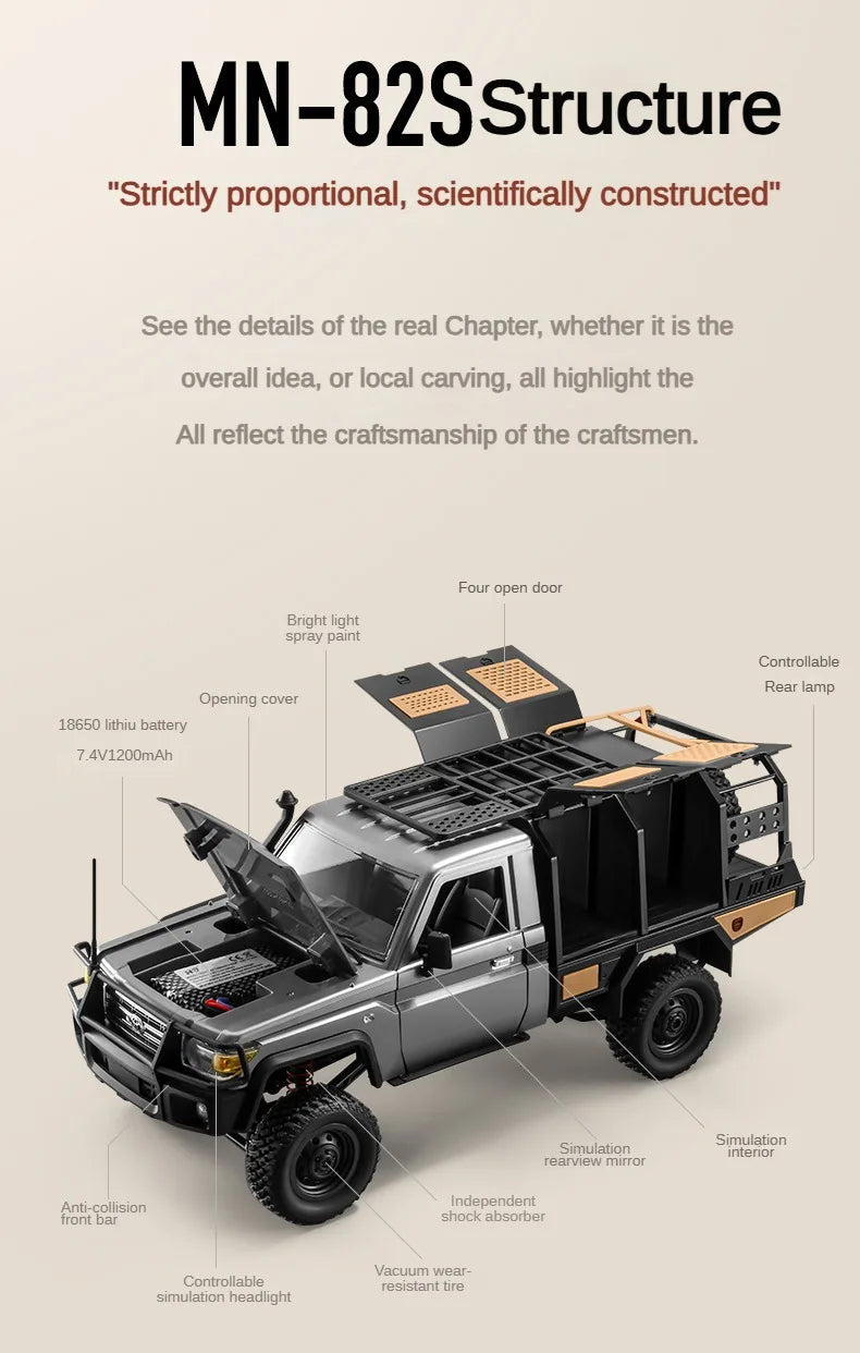 MN82S 1:12 Full Scale RTR Car Toy 2.4G 4WD Off-Road Remote Control Car Truck