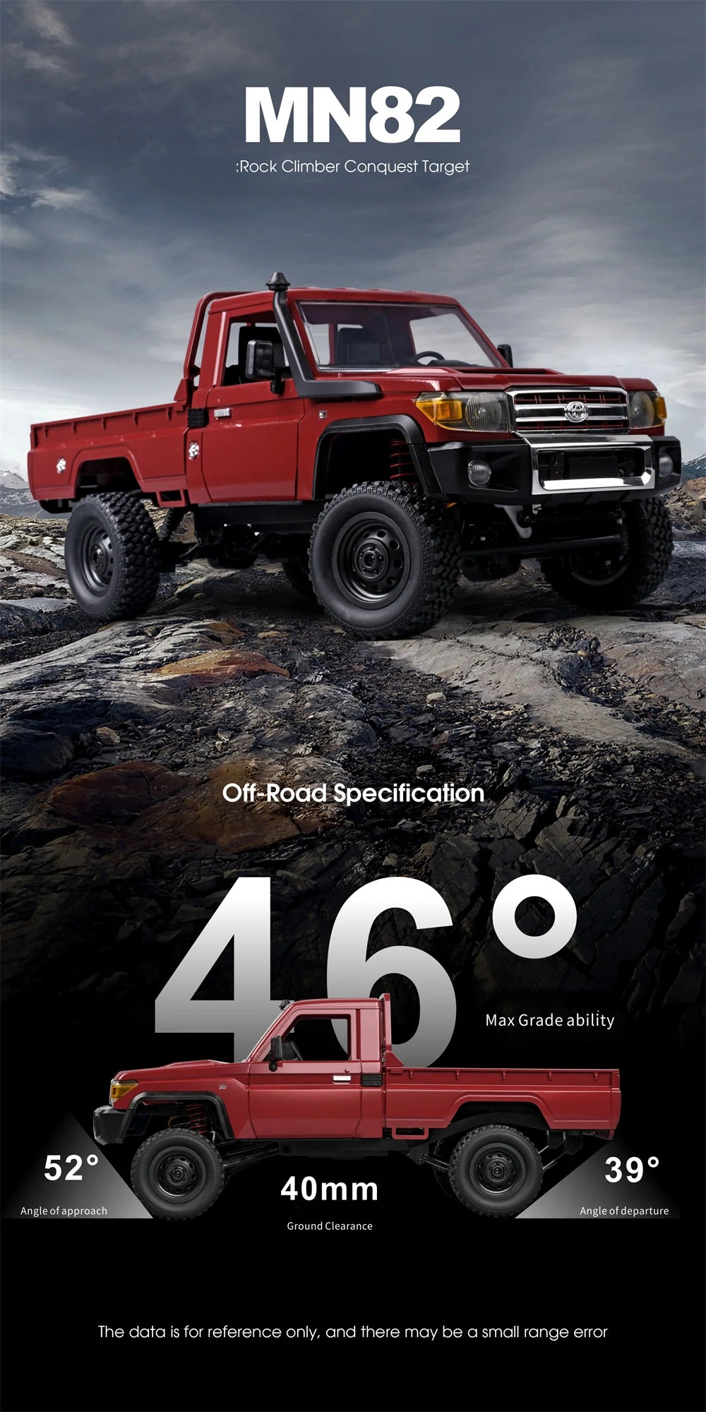 MN82 1:12 RC Car – 4WD Toyota LC79 Rock Crawler with LED Lights