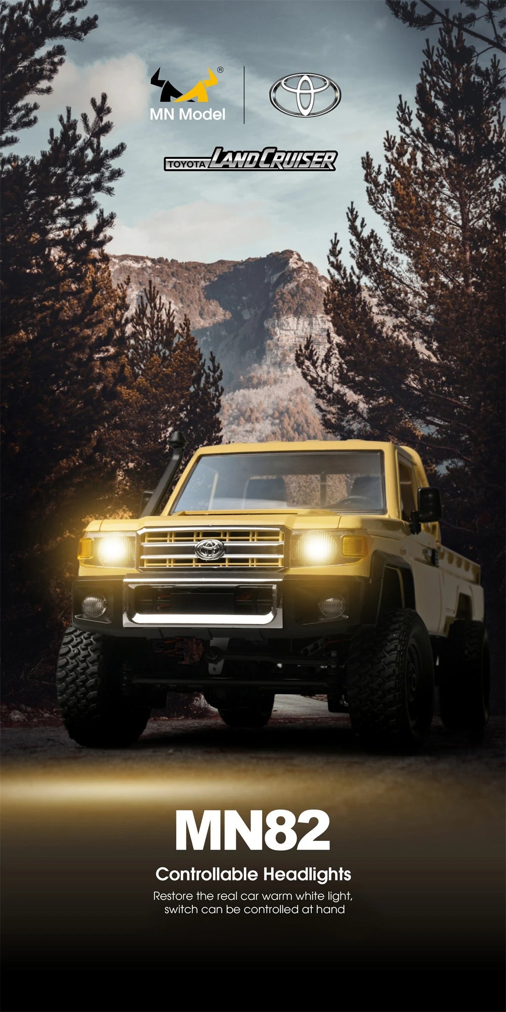 MN82 1:12 RC Car – 4WD Toyota LC79 Rock Crawler with LED Lights