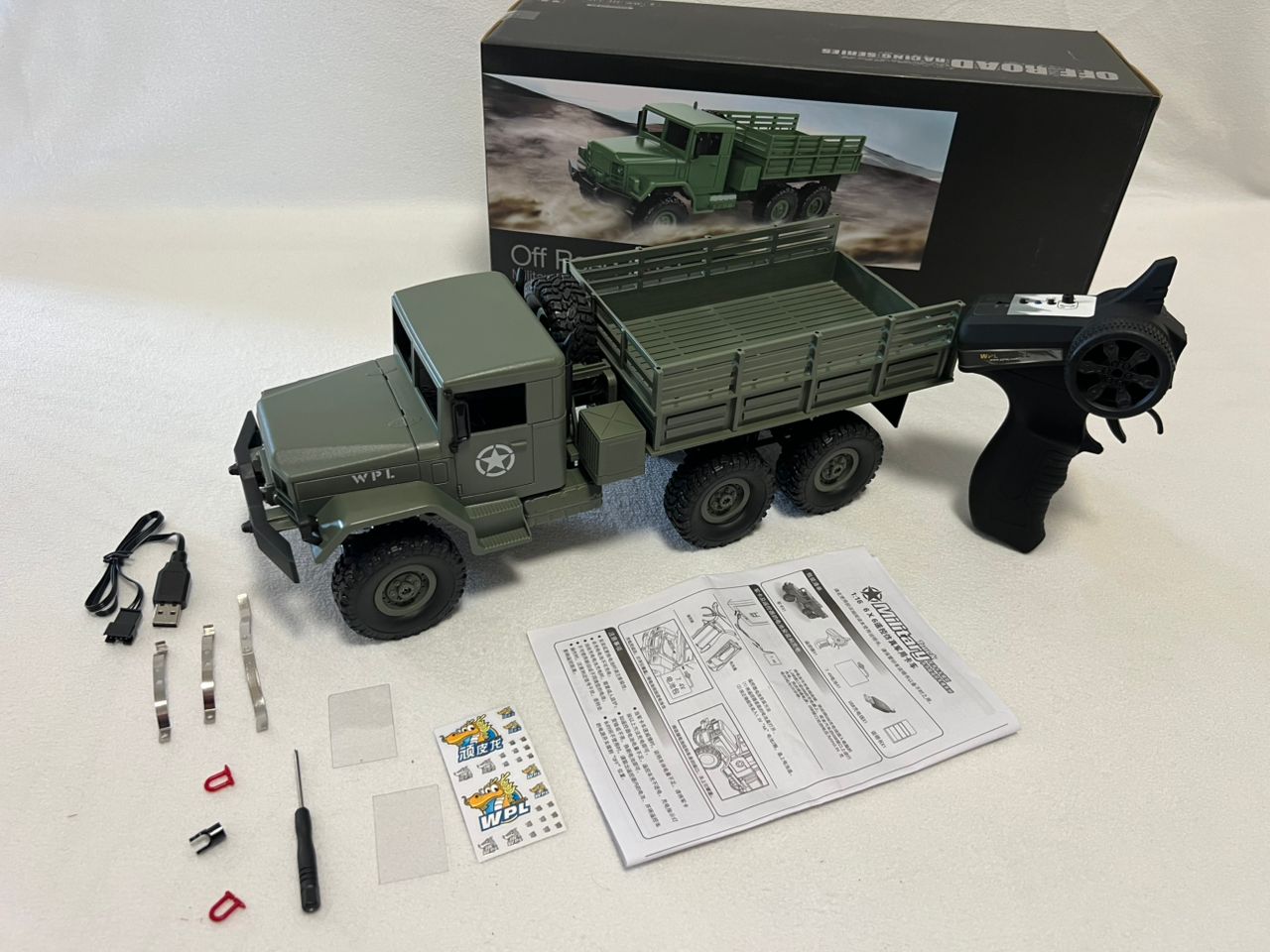 WPL B16 1/16 Scale RC Truck 6WD–7.4V Li-Ion, Proportional Steering & Throttle RT