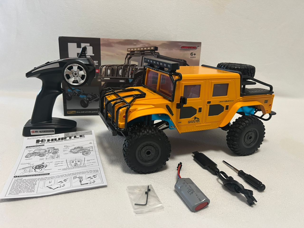 JJRC Q121 Hummer H1 1:12 4WD RC Crawler Truck Car 2.4GHz LED Lights IPX4 RTF