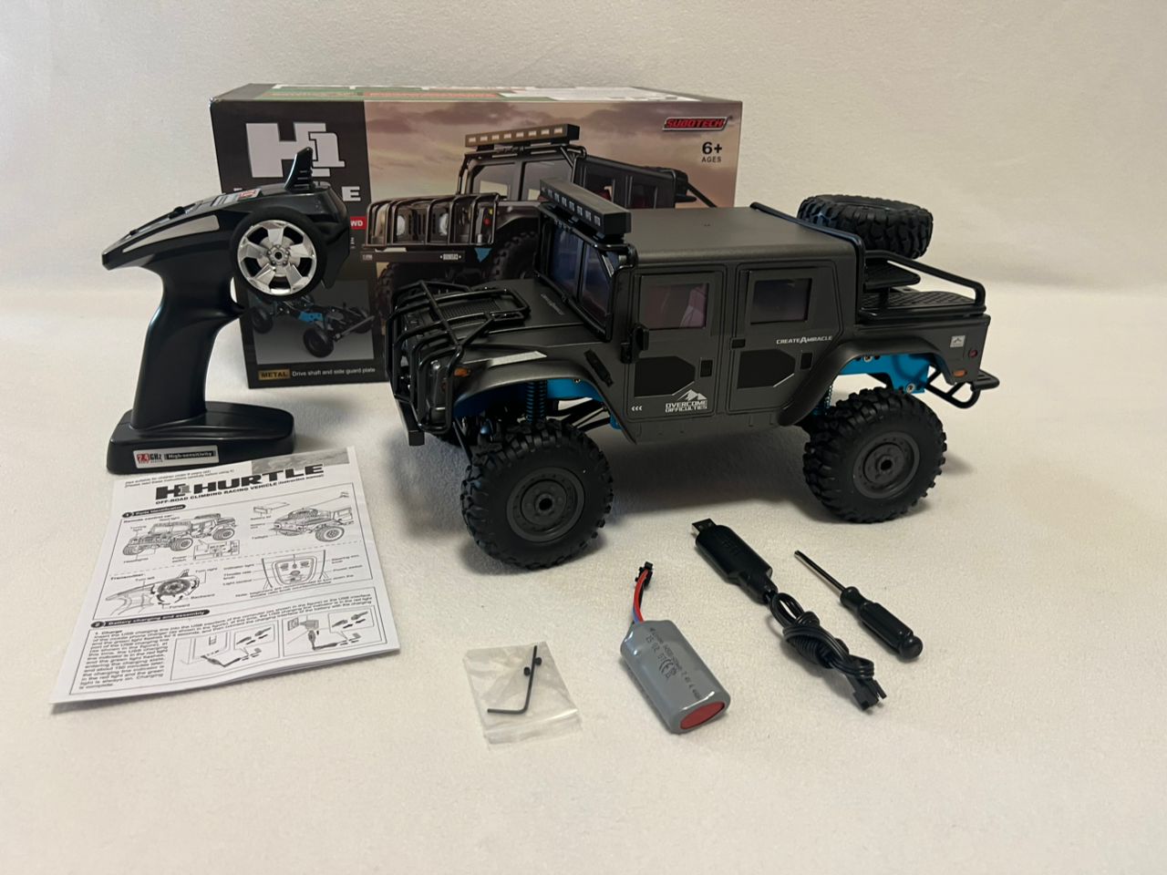 JJRC Q121 Hummer H1 1:12 4WD RC Crawler Truck Car 2.4GHz LED Lights IPX4 RTF
