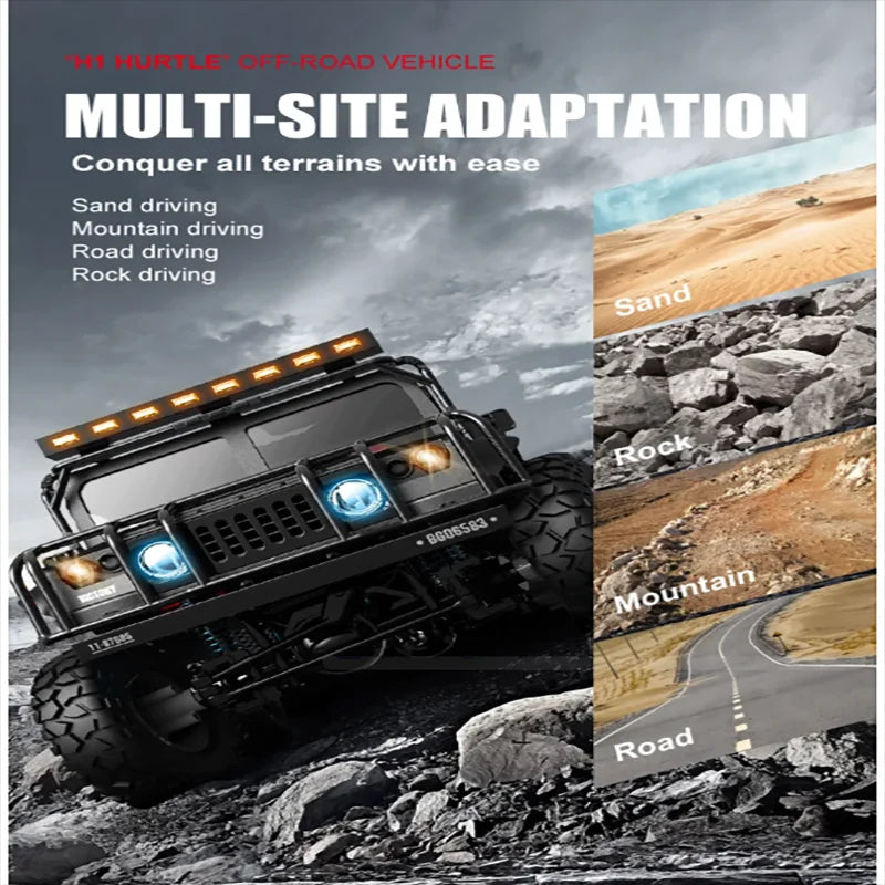 JJRC Q121 Hummer H1 1:12 4WD RC Crawler Truck Car 2.4GHz LED Lights IPX4 RTF