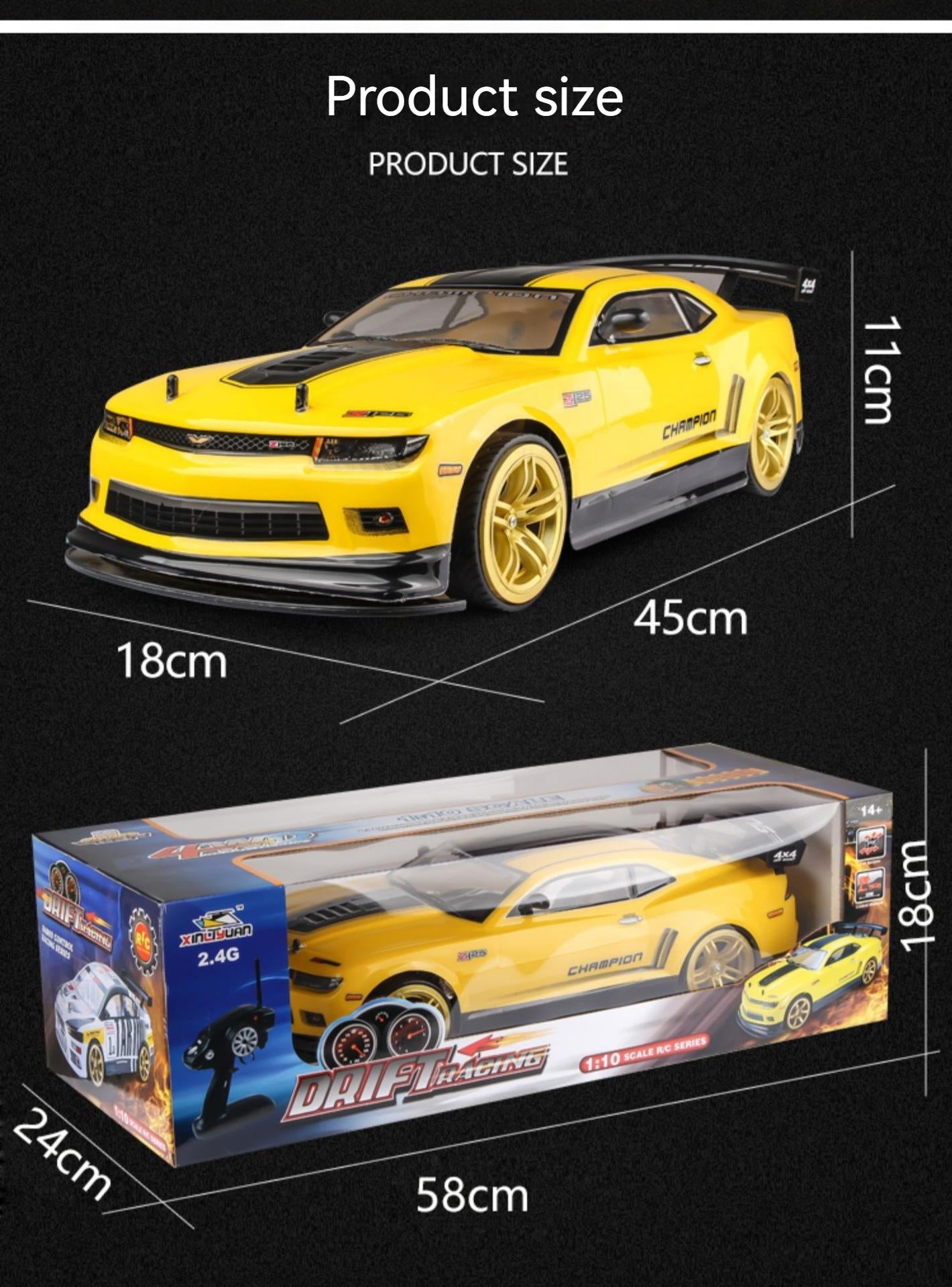 RC Drift Car 1:10 4WD 70Km/H Off-Road Racing Anti-Collision 4x4 Large Speed