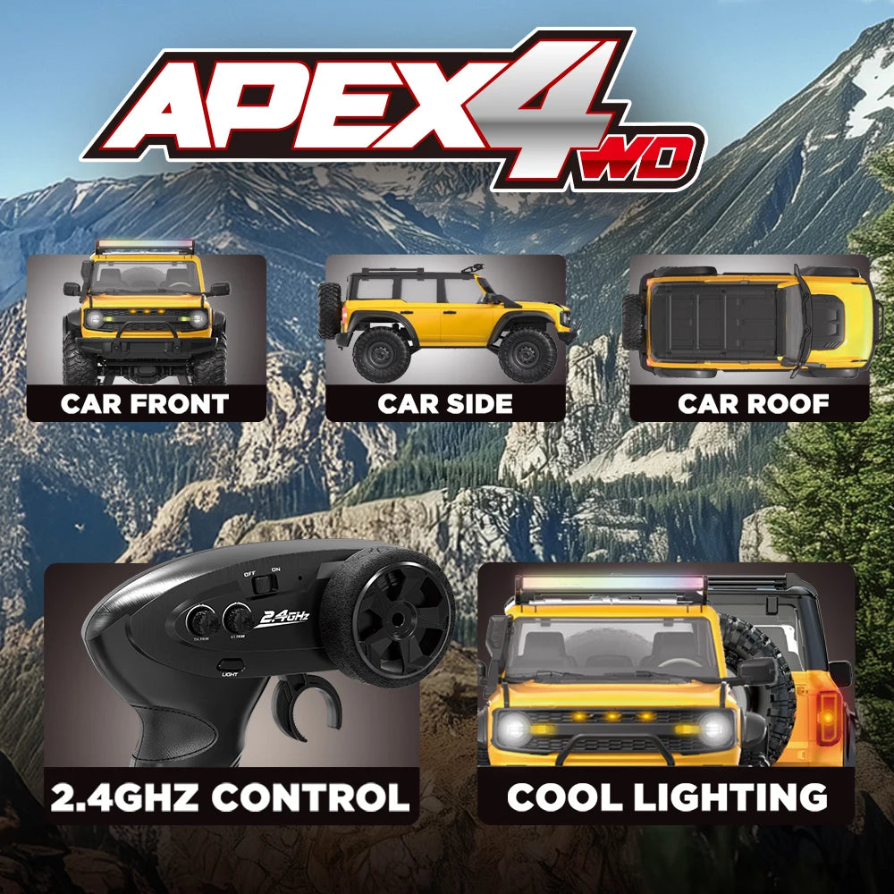 HB R1609 1:16 RC 4WD Crawler Truck LED Lights Metal Frame RTR IPX4