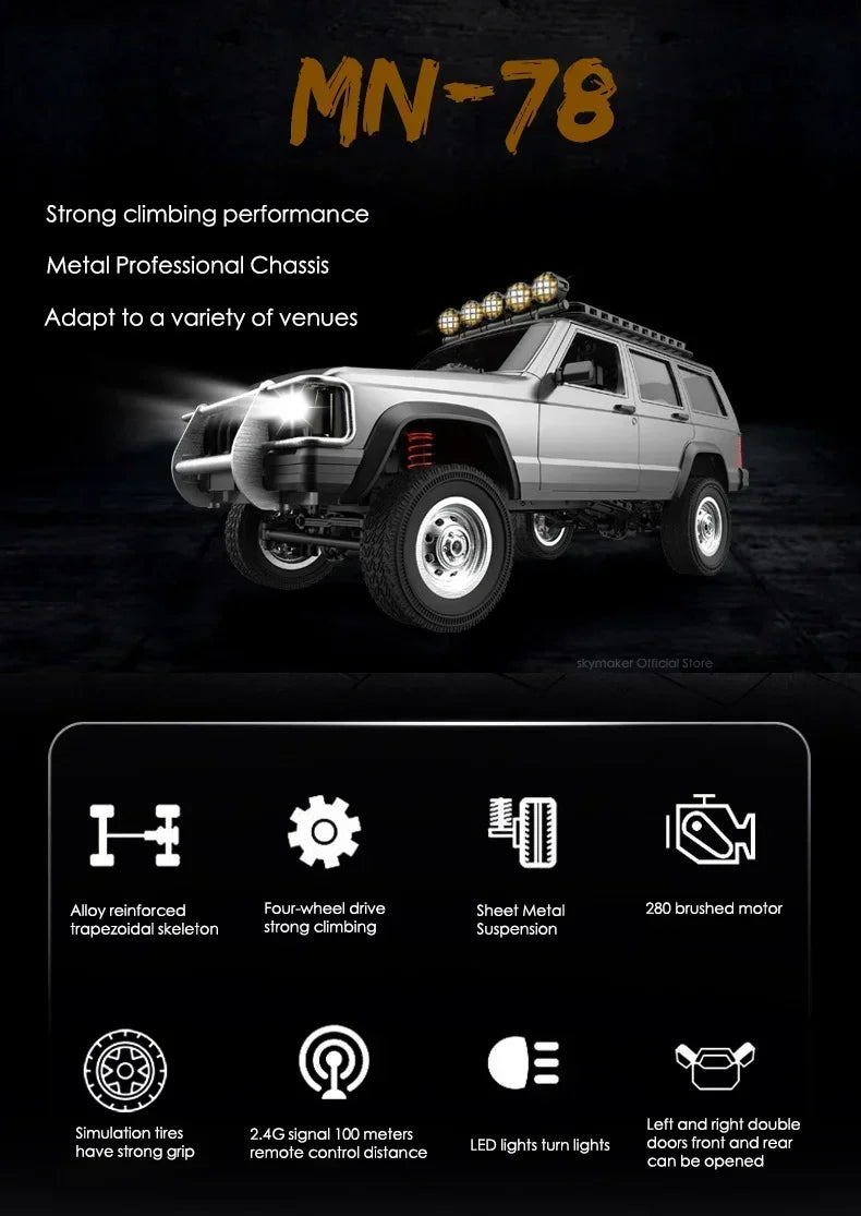 MN78 1:12 RC Car – 4WD Off-Road Climbing Truck 2.4G Remote Control Model
