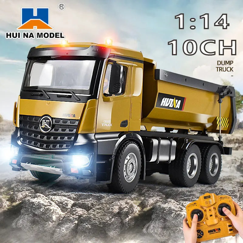 RC Truck Huina 1573 Metal dump truck with lights and sounds and Battery