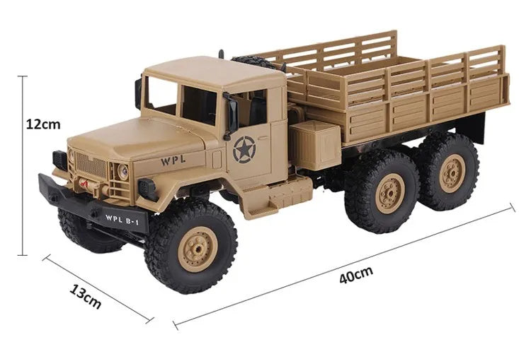 WPL B16 1/16 Scale RC Truck 6WD–7.4V Li-Ion, Proportional Steering & Throttle RT